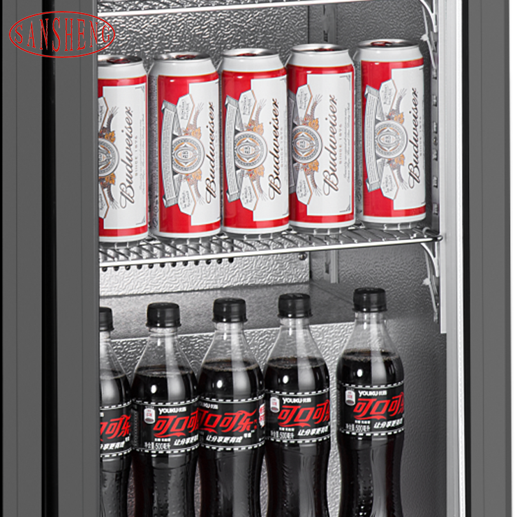 High Quality Transparent Double Doors Beverage Refrigerator Display Cabinet Freezer Showcase Cooler