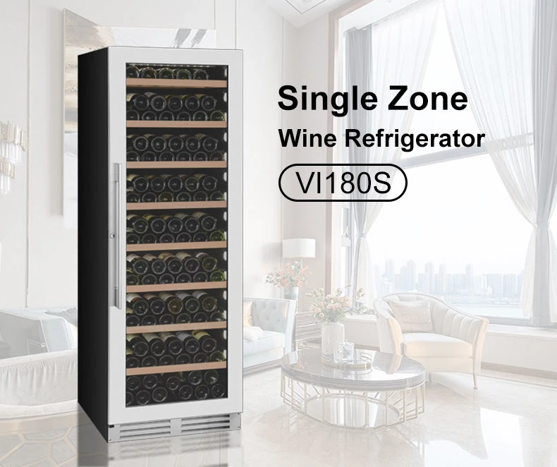 Single Zone Wooden Shelf Wine Refrigerator Cooling Unit Wine Cellar