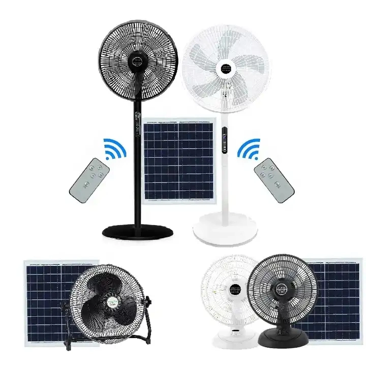 Hot Sale Cooling Rechargeable Solar Fan Solar Stand Fan Solar Table Fan with Bulb Smart Control for Home Use with Solar Panel