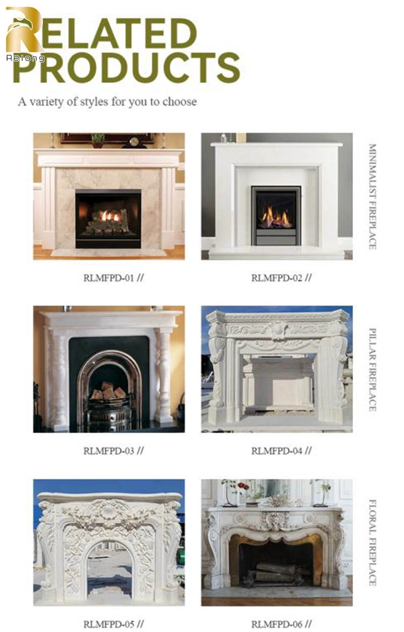 Luxury Elegant Natural Marble Fireplace Mantel Surround with Lady Column