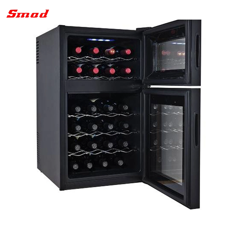 Dual Zone Thermoelectric Mini Wine Cooler Fridge with Glass Door