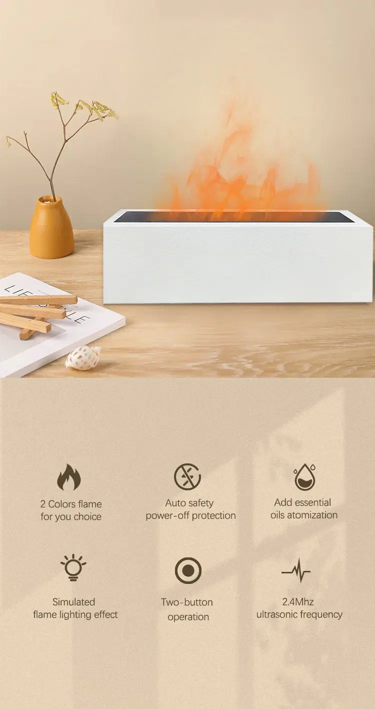 5V USB Ultrasonic Portable Fire Flame Air Humidifier for Home Office
