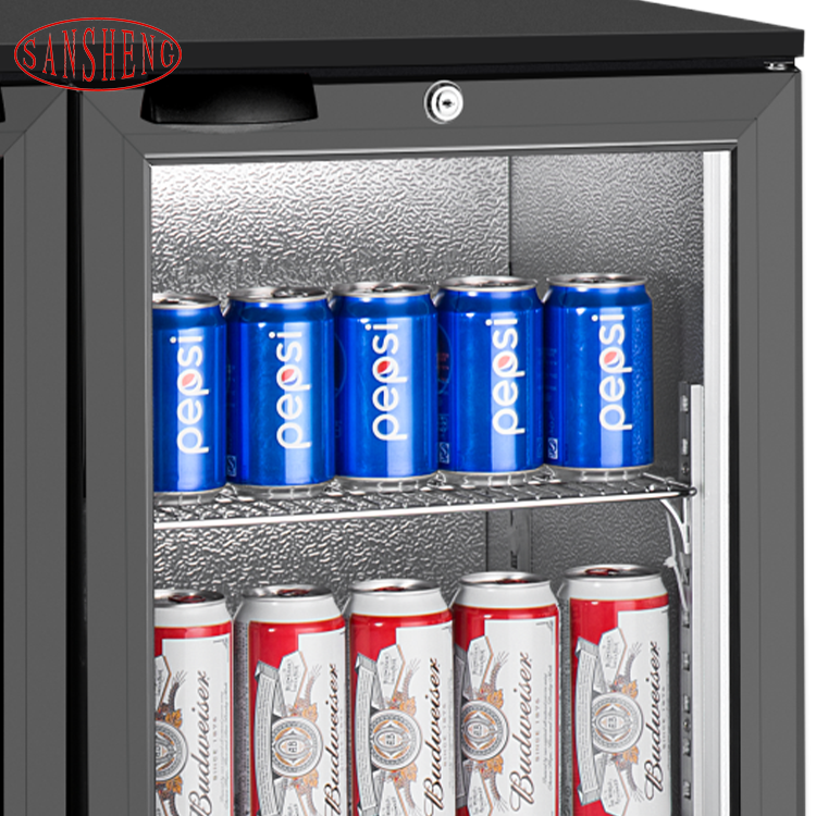 High Quality Transparent Double Doors Beverage Refrigerator Display Cabinet Freezer Showcase Cooler
