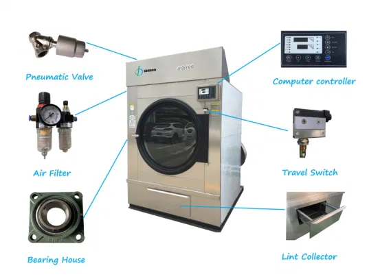 10kg-100kg Calefacción eléctrica de vapor secadora industrial secadora de tambor lavandería Comercial Máquina de lavandería