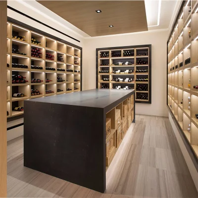 Moderno e lussuoso armadio per vino in acciaio inox personalizzato e a temperatura costante Cantina di vino rosso e whisky
