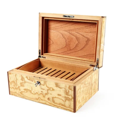 Humidor Cigar Box in legno di cedro fatto a mano con igrometro e umidificatore Con blocco