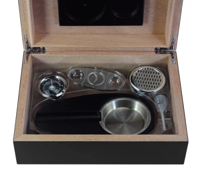 Humidor Cigar in legno nero caldo con scatola accessori Cigar