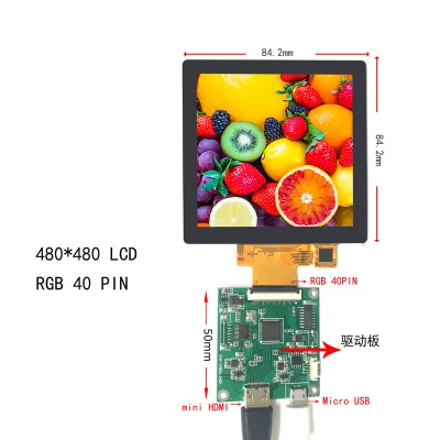Schermo IPS quadrato da 3.95&quot; personalizzato 480*480 applicabile a pannello interruttori, Smart Home Appliance, pannello di controllo industriale