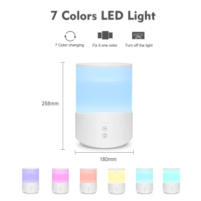 Umidificatore a ultrasuoni Aroma Air per uso domestico da 2,5 l con 7 luci colorate