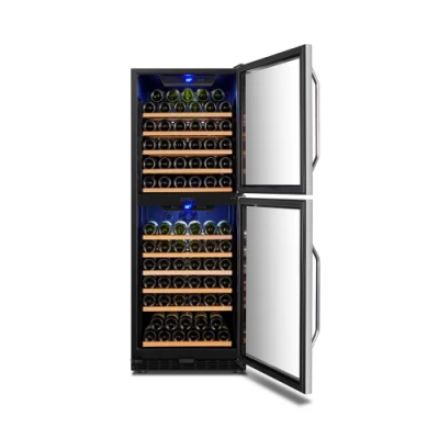 128 bottiglie compressore ventola raffreddamento due sportelli refrigeratore per vino