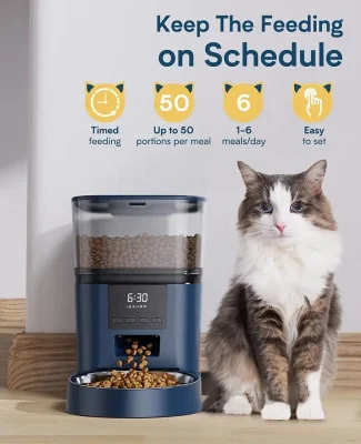 Dosatore automatico per alimenti per animali domestici con capacità di 4 l