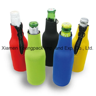 Dispositivo di raffreddamento isolato portatile promozionale stampato abitudine poco costosa della bottiglia di vino del neoprene con la maniglia