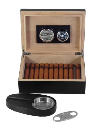 Humidor Cigar in legno nero caldo con scatola accessori Cigar