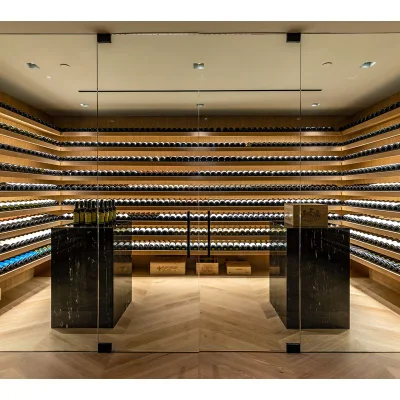 Moderno e lussuoso armadio per vino in acciaio inox personalizzato e a temperatura costante Cantina di vino rosso e whisky