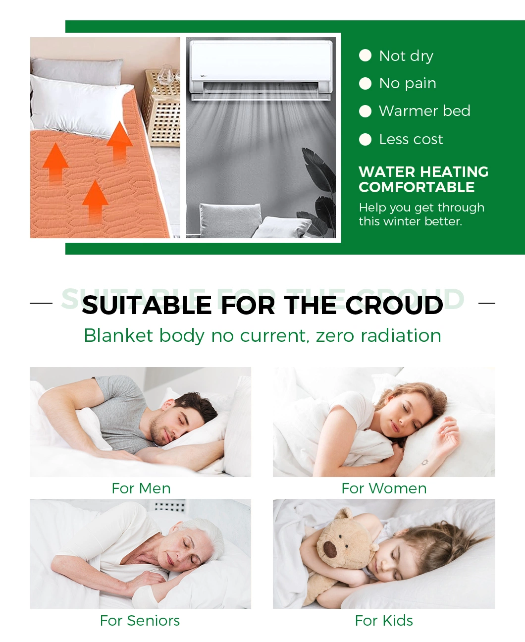 Water Cycle Protection Electric Blanket Controlled Temperaturewarm Blanket