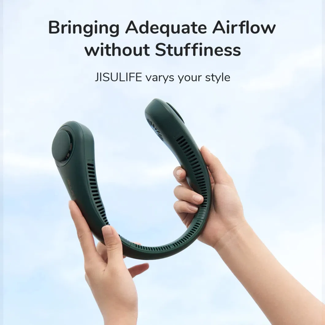 Portable Neck Fan, Hands Free Bladeless, Wearable Personal, Leafless, Rechargeable, Headphone Design, USB Powered Desk