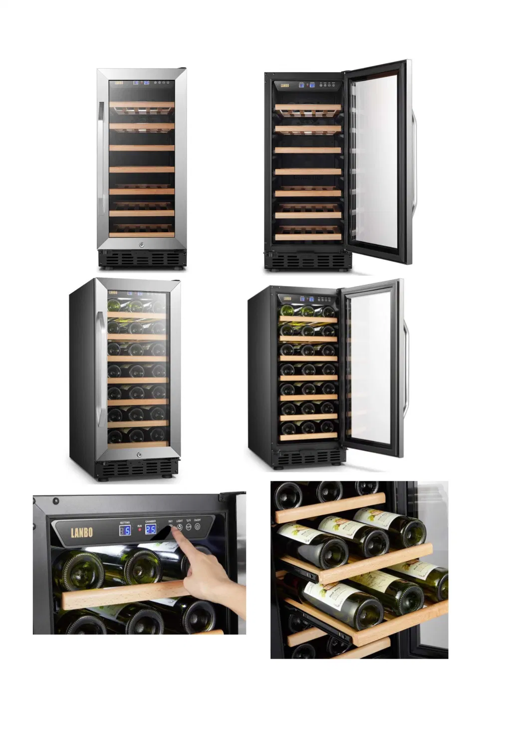 80L 33bottles Single Zone Stainless Steel Door Wine Cellar