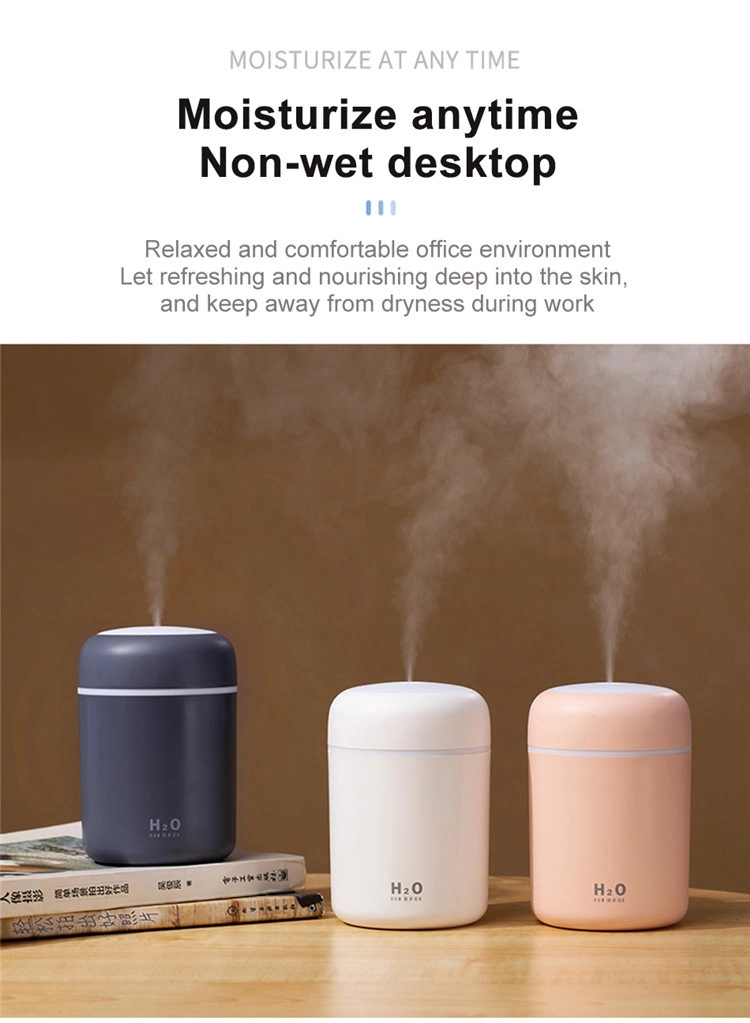 Colorful Portable 300ml H2O Humidifier Scent H20 Fragrance Aromatherapy Aroma Diffuser Electric Car Essential Oil Diffuser Machine