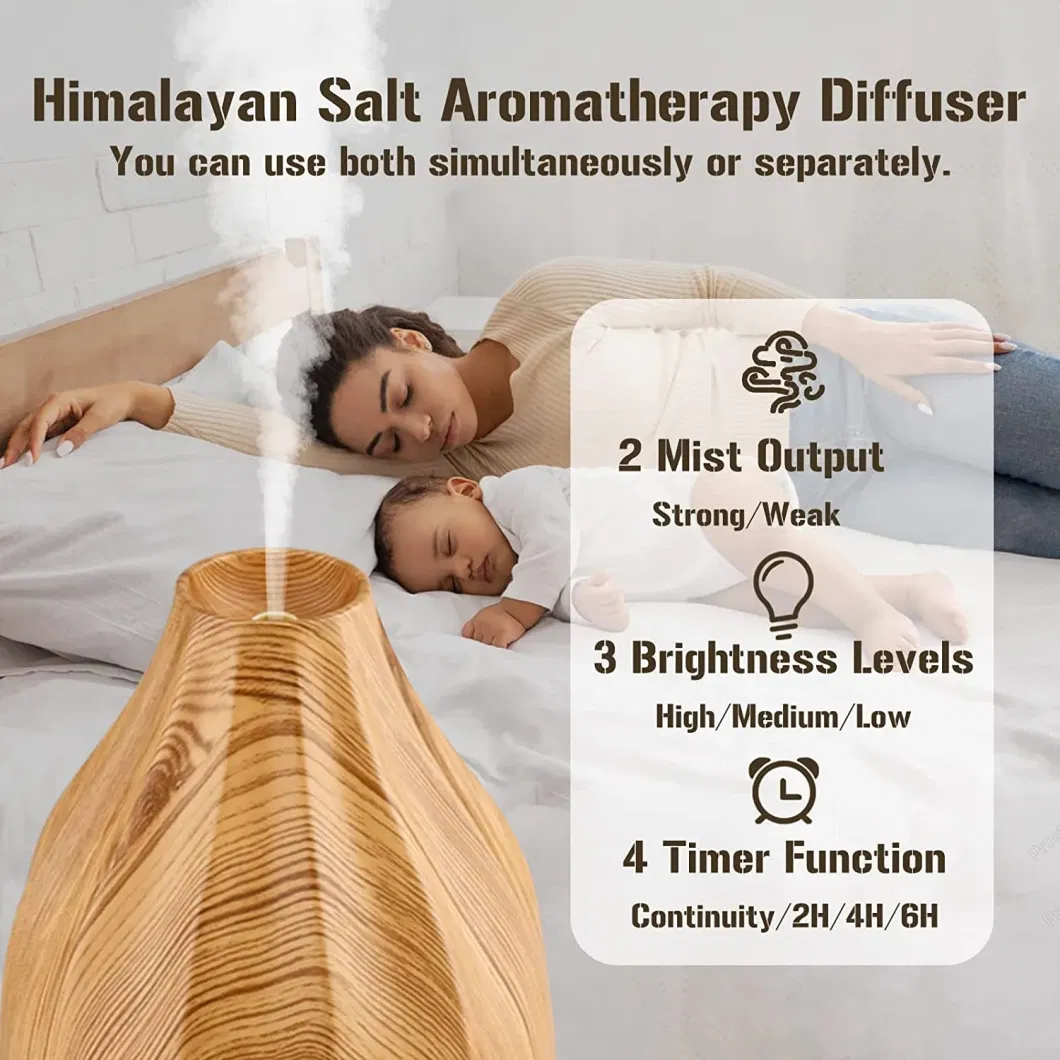 Household Himalaya Salt Lamp Essential Oil Aromatherapy 500ml Aroma Diffuser Portable Air Humidifier for Office