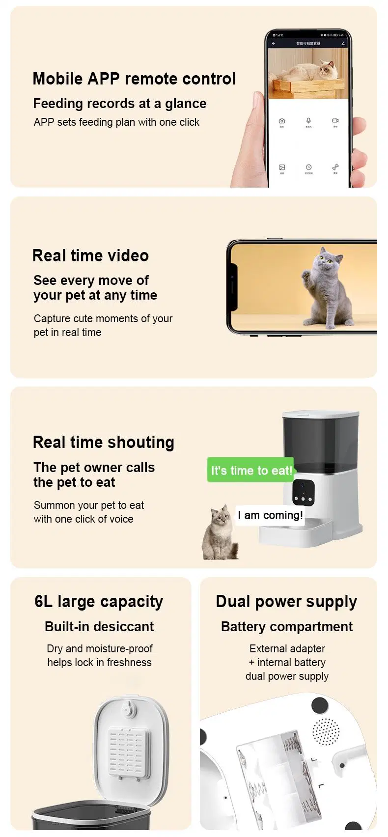 Dog Cat Smart Pet Feeder WiFi Mobile Control