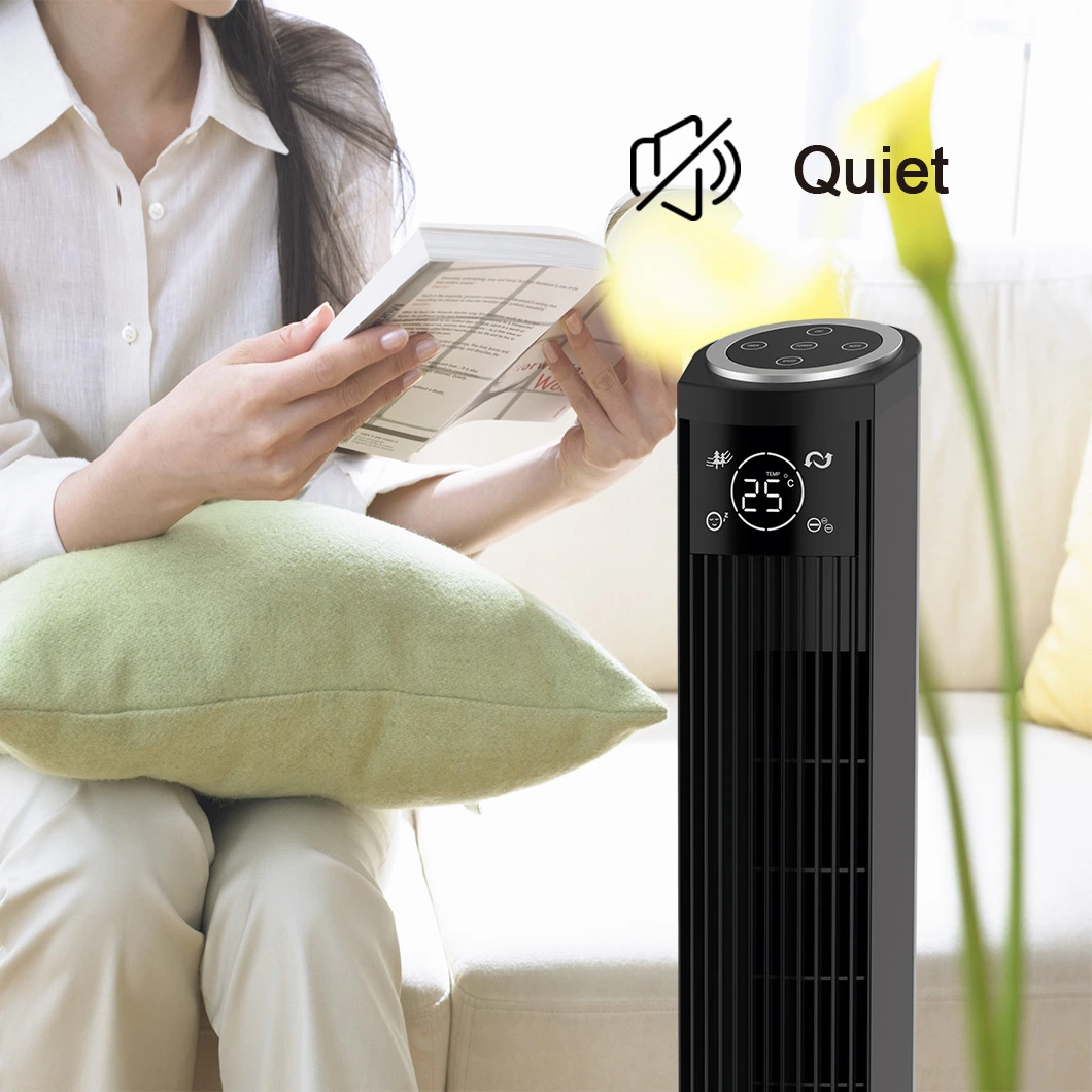 Air Cycle Electric Fan with Remote Control 36in 50W Black Tower Fan