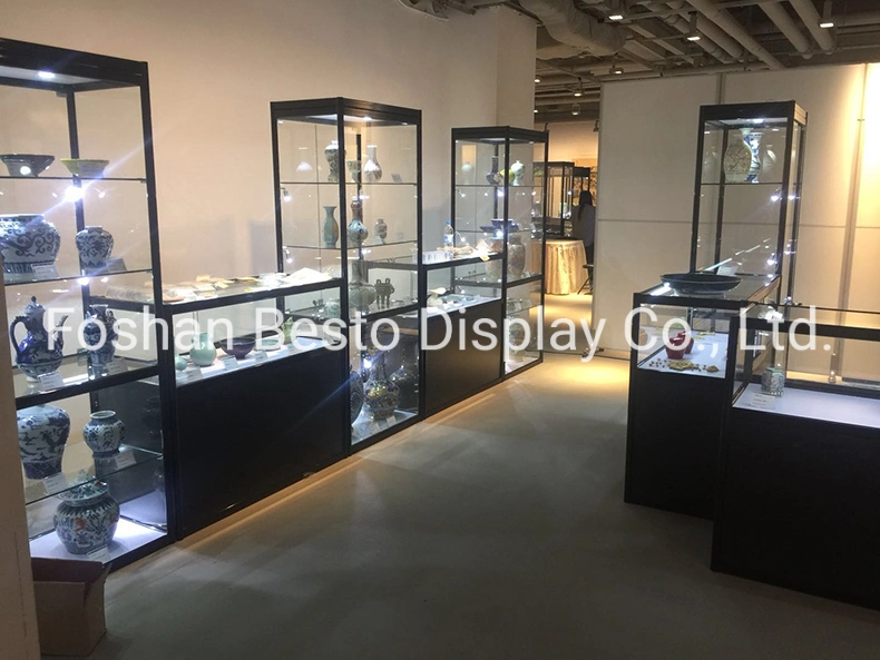 Us Wholesale Glass Display Cabinets with LED Lights and Storage for Vape Store, Smoke Shop, Cigarette Store, Jewelry Display, Museum, Exhibition