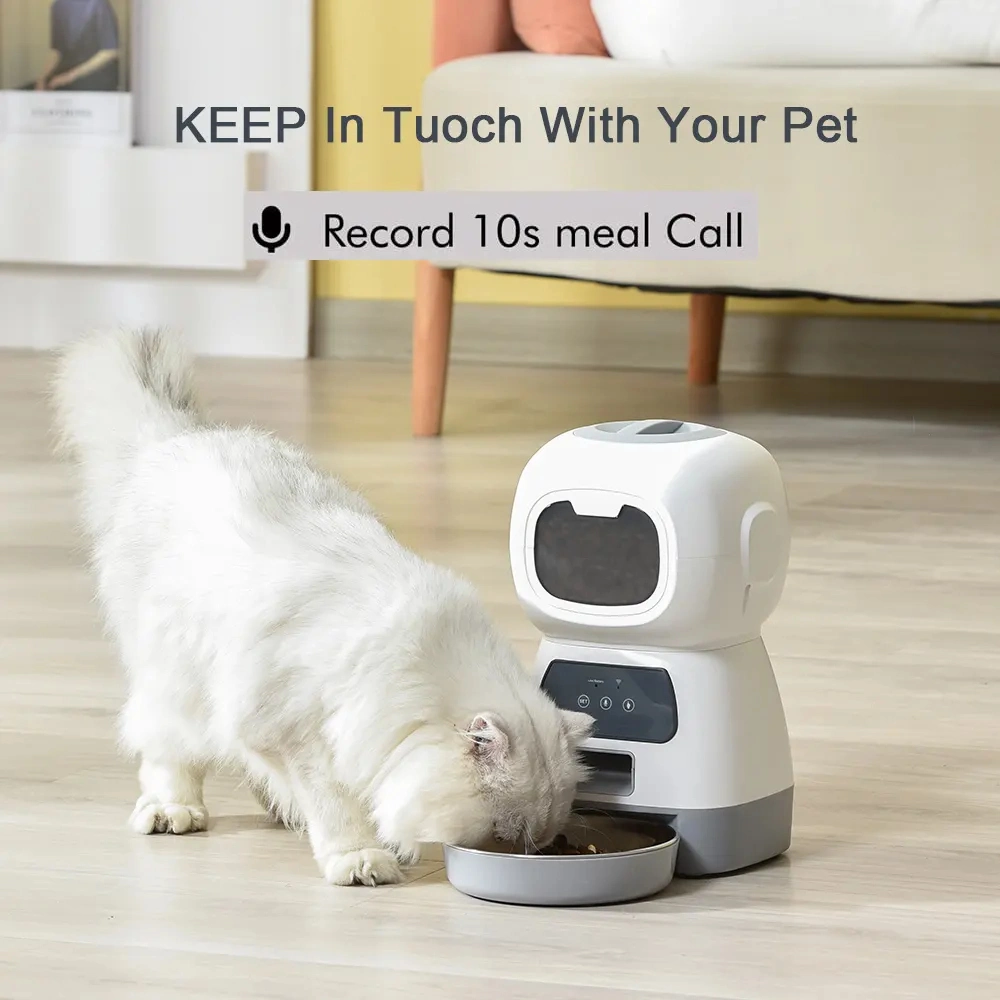 Smart Robot Bowls Food Dispenser Timed Auto Voice Playback WiFi Pet Feeder