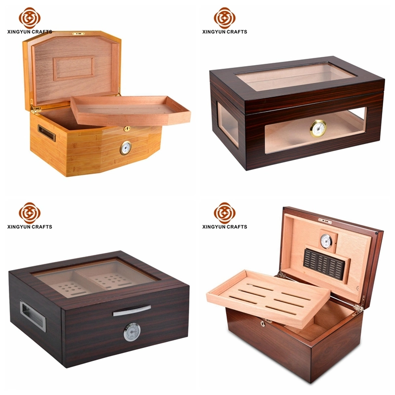 Top Quality Luxury Carbon Fiber Wooden Cigar Storage Box with Luuxry Humidifier