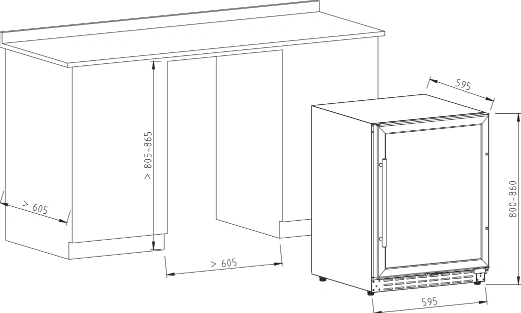 51 Bottles Single Zone CE ETL Certification Popular Glass Door Wine Cooler