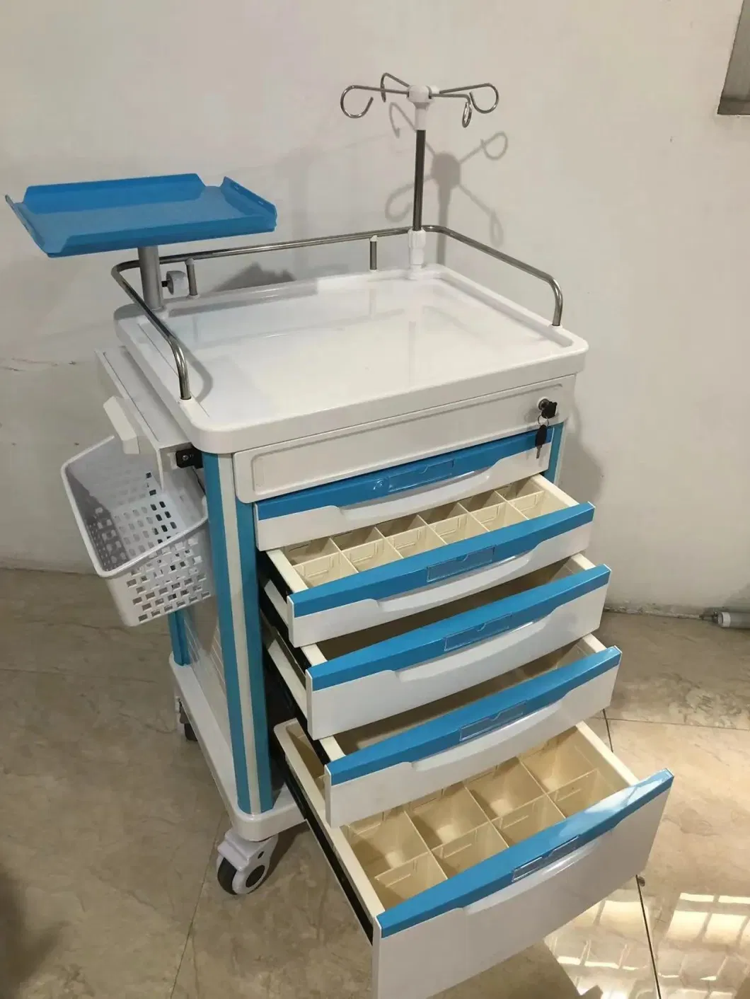 Multi-Function ABS Plastic Hospital Medical Trolley Medicine Emergency Trolley Cart