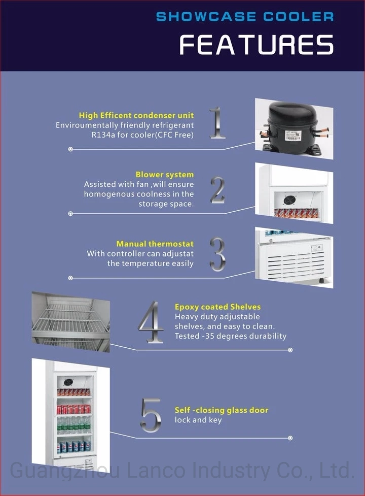 -18/24&ordm; C Standing-up Vertical Display Deep Chest Freezer with Colorful LED