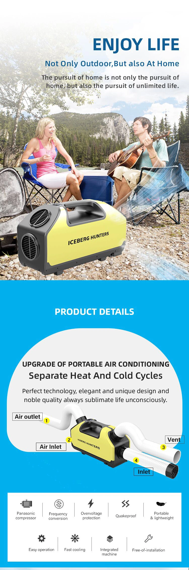 Small Portable Air Conditioner for Camping Iceberg Hunters Camping Air Conditioner