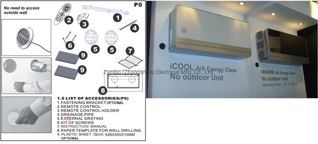 DIY Easy-Fit High-Wall Monobloc Air Conditioner Without Outdoor Unit