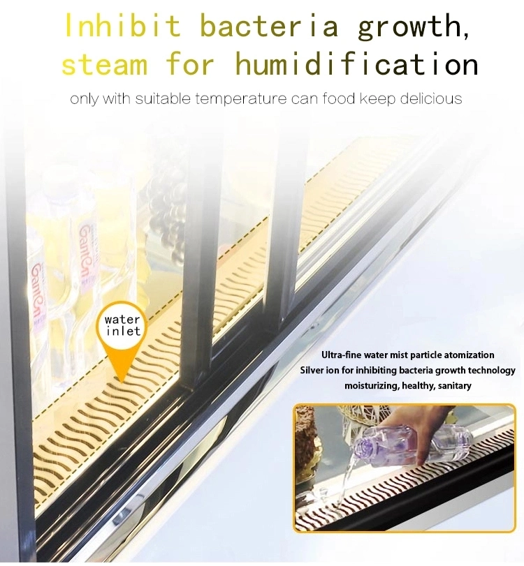 Supermarket Four Side Glass Door Fan Cooling Cake Display Fridge