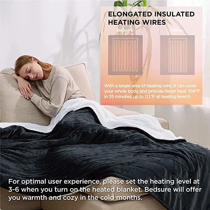 Wholesale Machine Washable Smart Quality Electric Heated Thermal Therapy Winter Bed Blanket