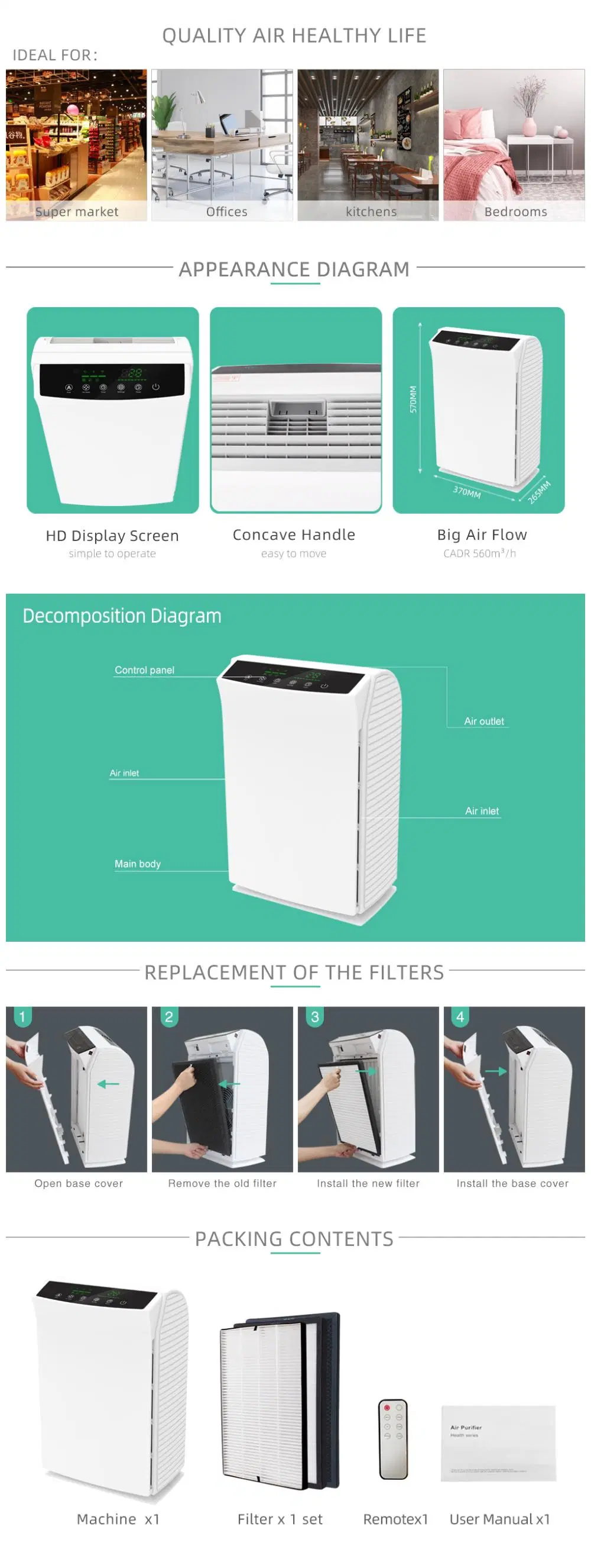 High Performance Tuya WiFi Medical Best Home Smart Air with Pm2.5 Purifier