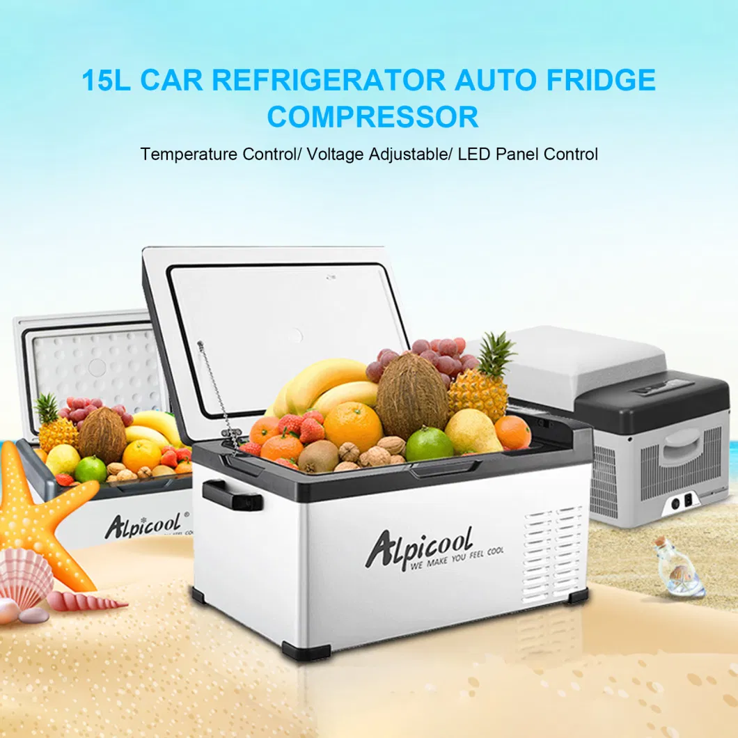 Portable Compressor Fridge Freezer for Car and Home 12V/24V DC Car Refrigerator Freeze for Home Traveling -20 Degrees Auto Cool 15L