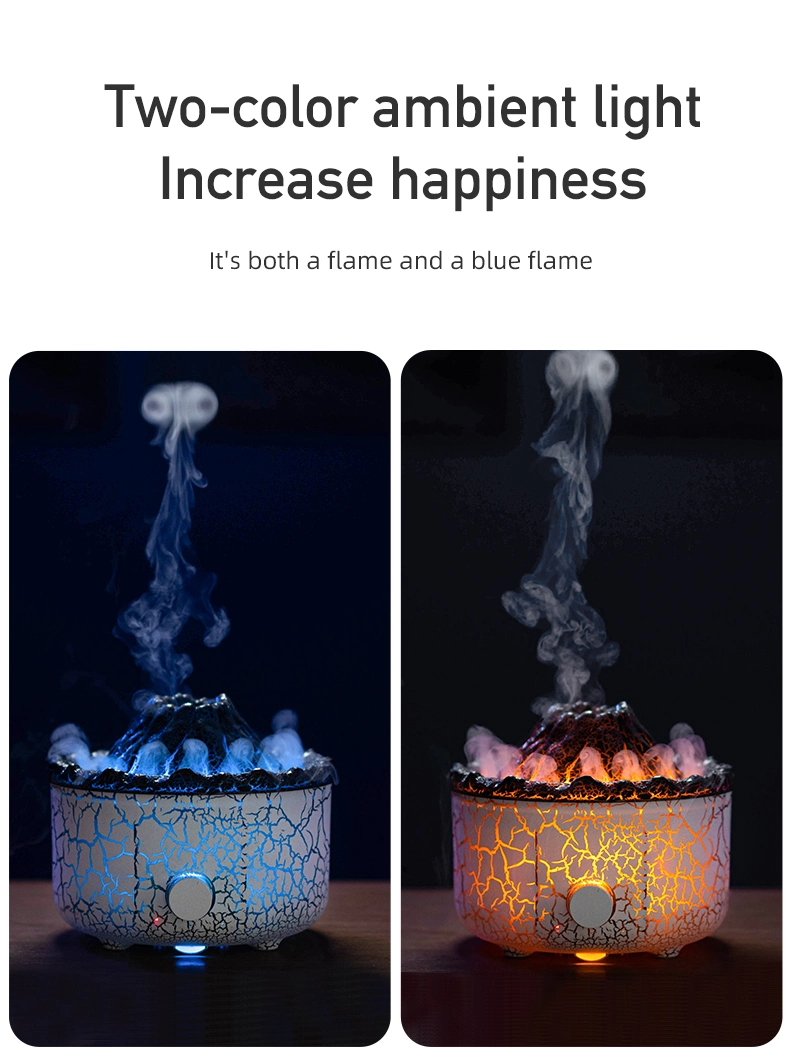 New Design Volcanic Flame Lava Aroma Diffuser OEM Customization Wholesale Air Humidifier Desktop Aromatherapy Diffusers with Night Light