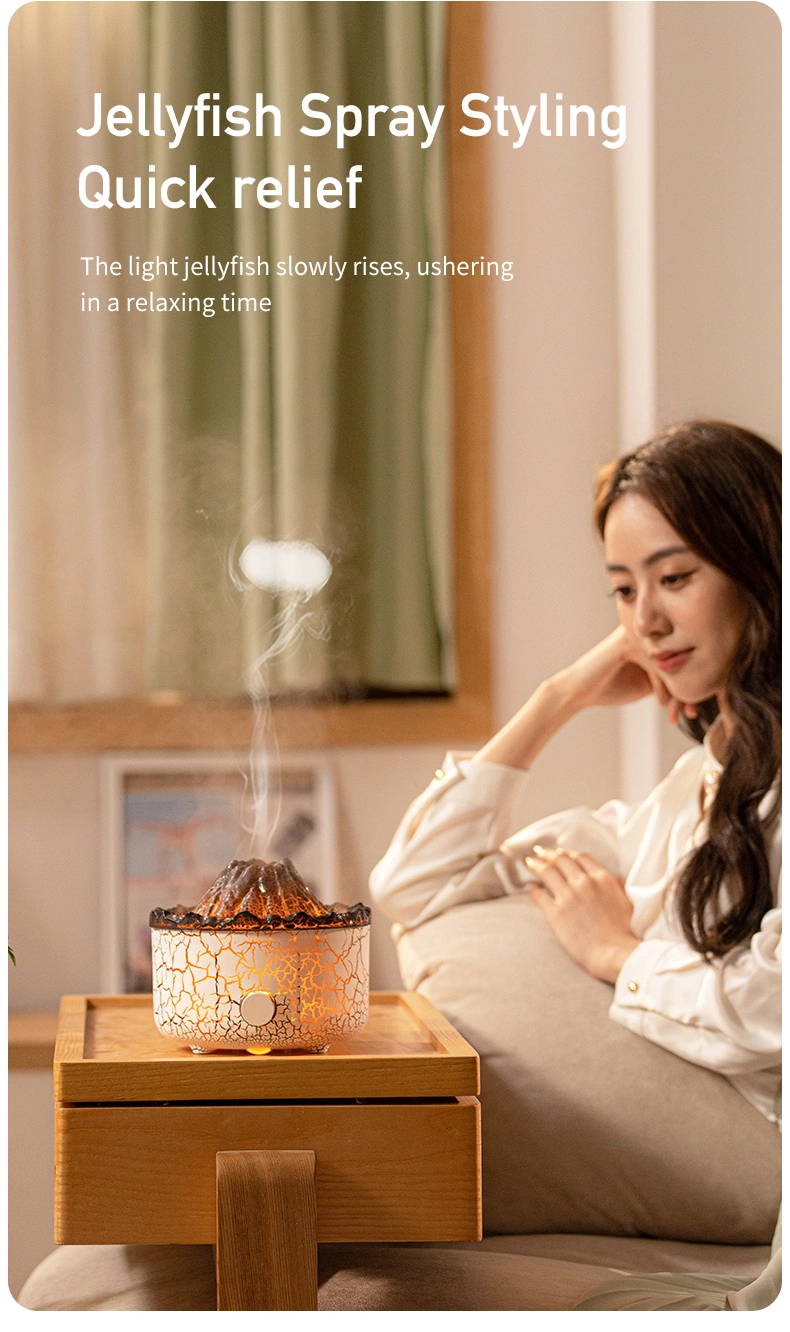 New Design Volcanic Flame Lava Aroma Diffuser OEM Customization Wholesale Air Humidifier Desktop Aromatherapy Diffusers with Night Light