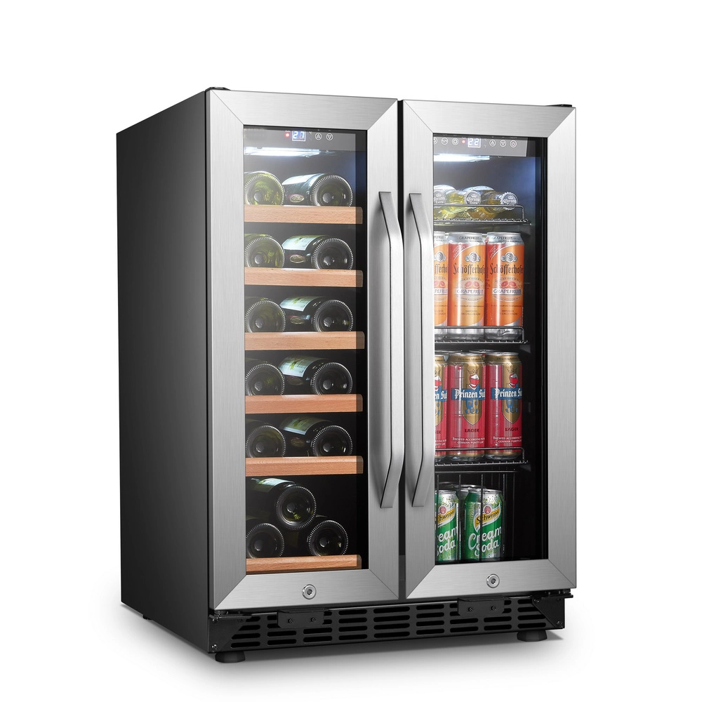 Free Standing French Door Wine Cooler Drink Fridge Fruit Refrigerator