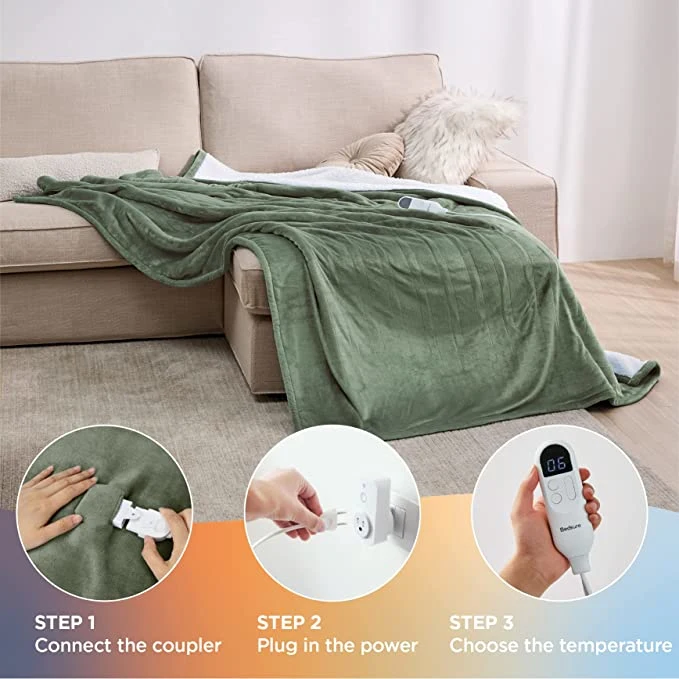 Wholesale Machine Washable Smart Quality Electric Heated Thermal Therapy Winter Bed Blanket