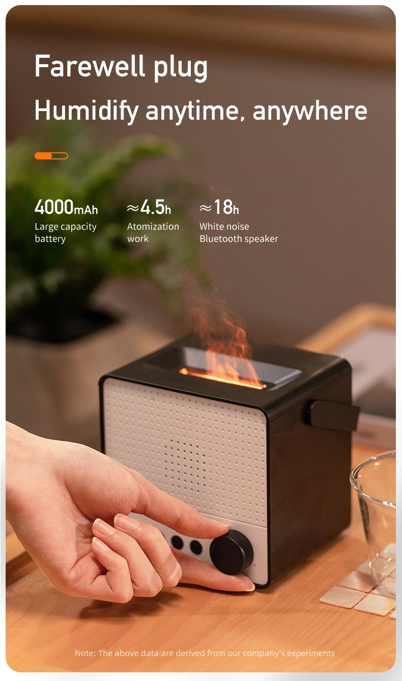 Creative Simulation of Colorful Flame Diffuser Wireless Smart Bluetooth Speaker Household Fog Humidifier