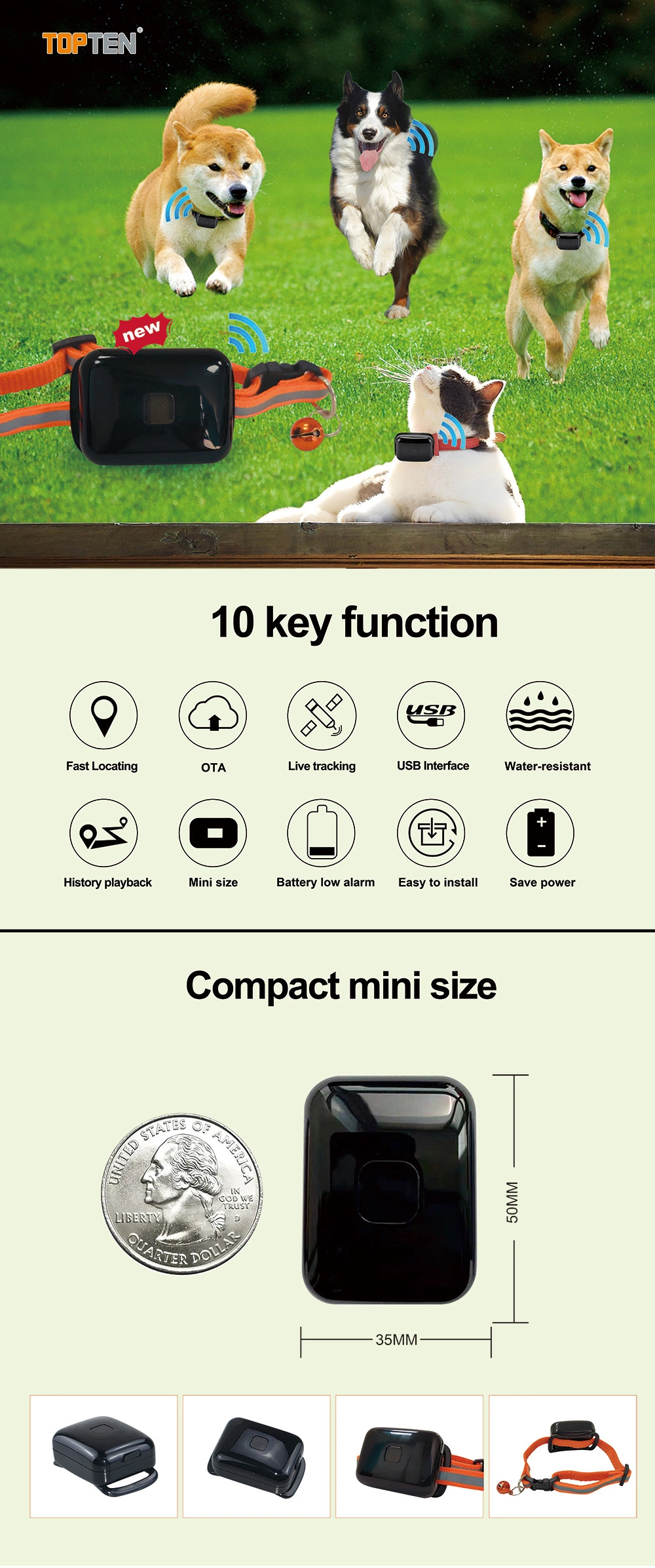 in Stock Cheap Price Pet GPS Tracker for Cat &amp; Dog (TN)