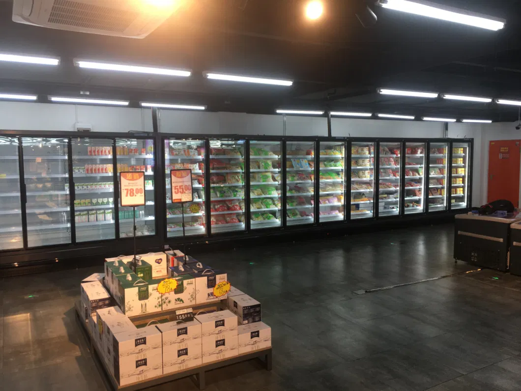 Supermarket Display Showcase Open Type Upright Carel Controller Multideck Cainet Refrigerator