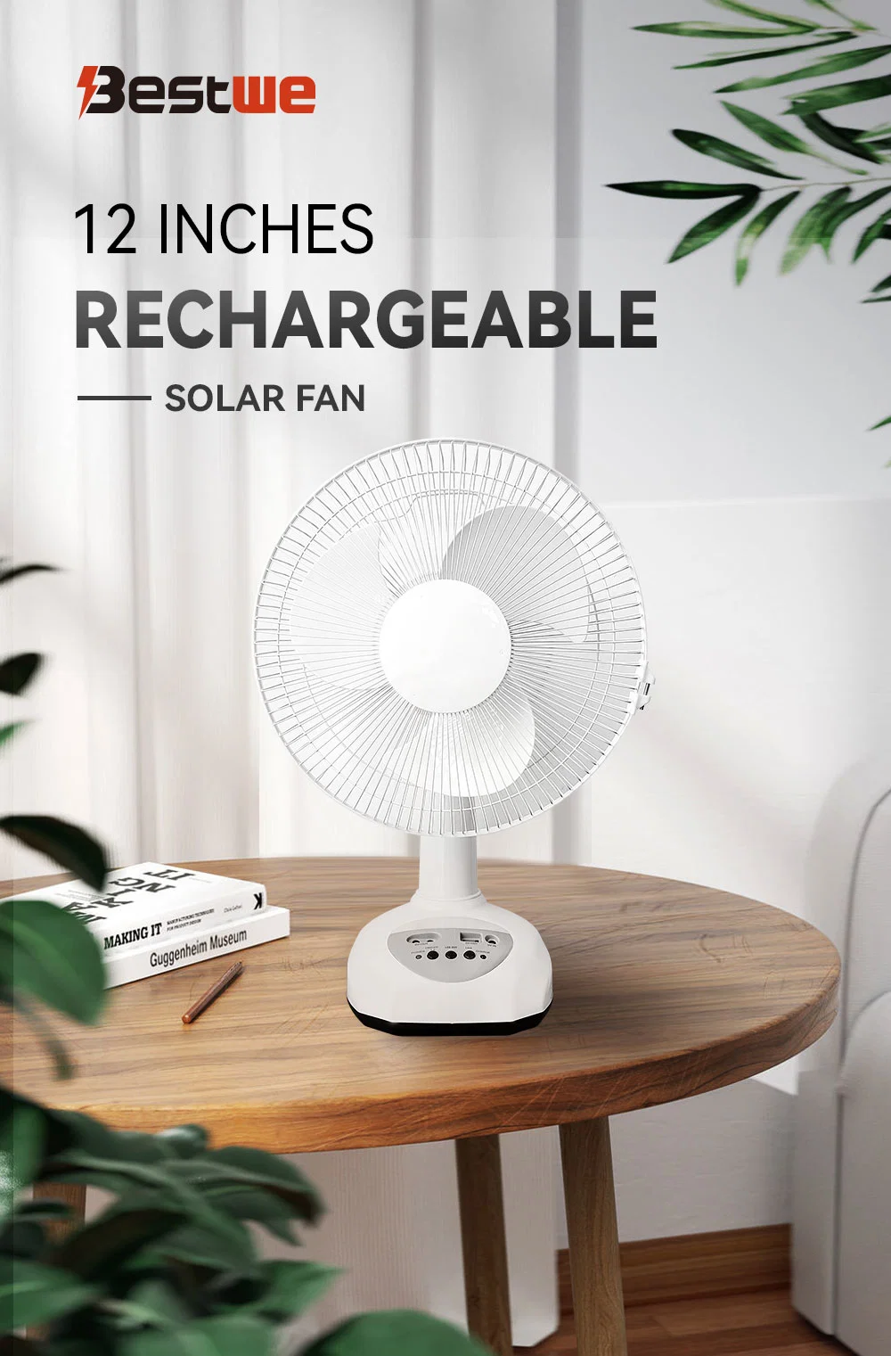 Wholesale 12inch Portable Emergency Table Rechargeable Cooling Electric AC DC Solar Fan