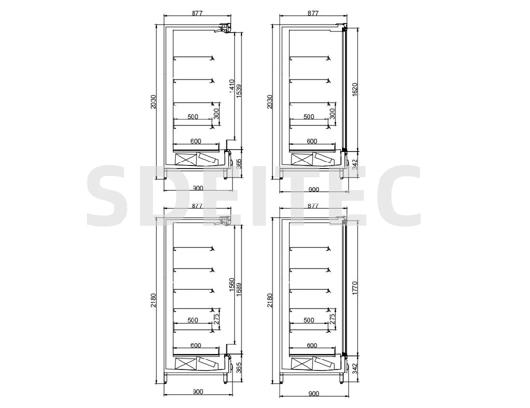Remote Type Multideck Display Cabinet Upright Carel Controller Commercial Refrigerator