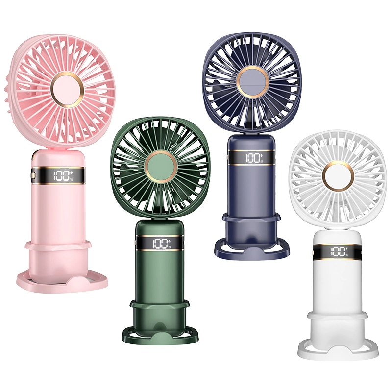 Wholesale Portable USB Handheld Fan Aromatherapy Mini Electric Fan Digital Display Folding Table OEM ODM Air Cooling Fan