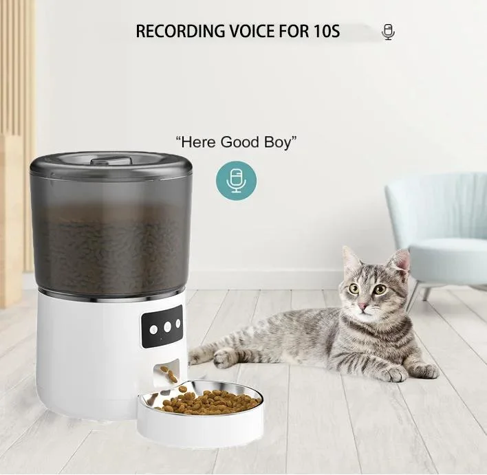 Easy to Assemble Automatic Pet Feeder with HD 1080P Camera with WiFi Function to Control Dog Cat Food Bowls Dispenser New Smart Feeder