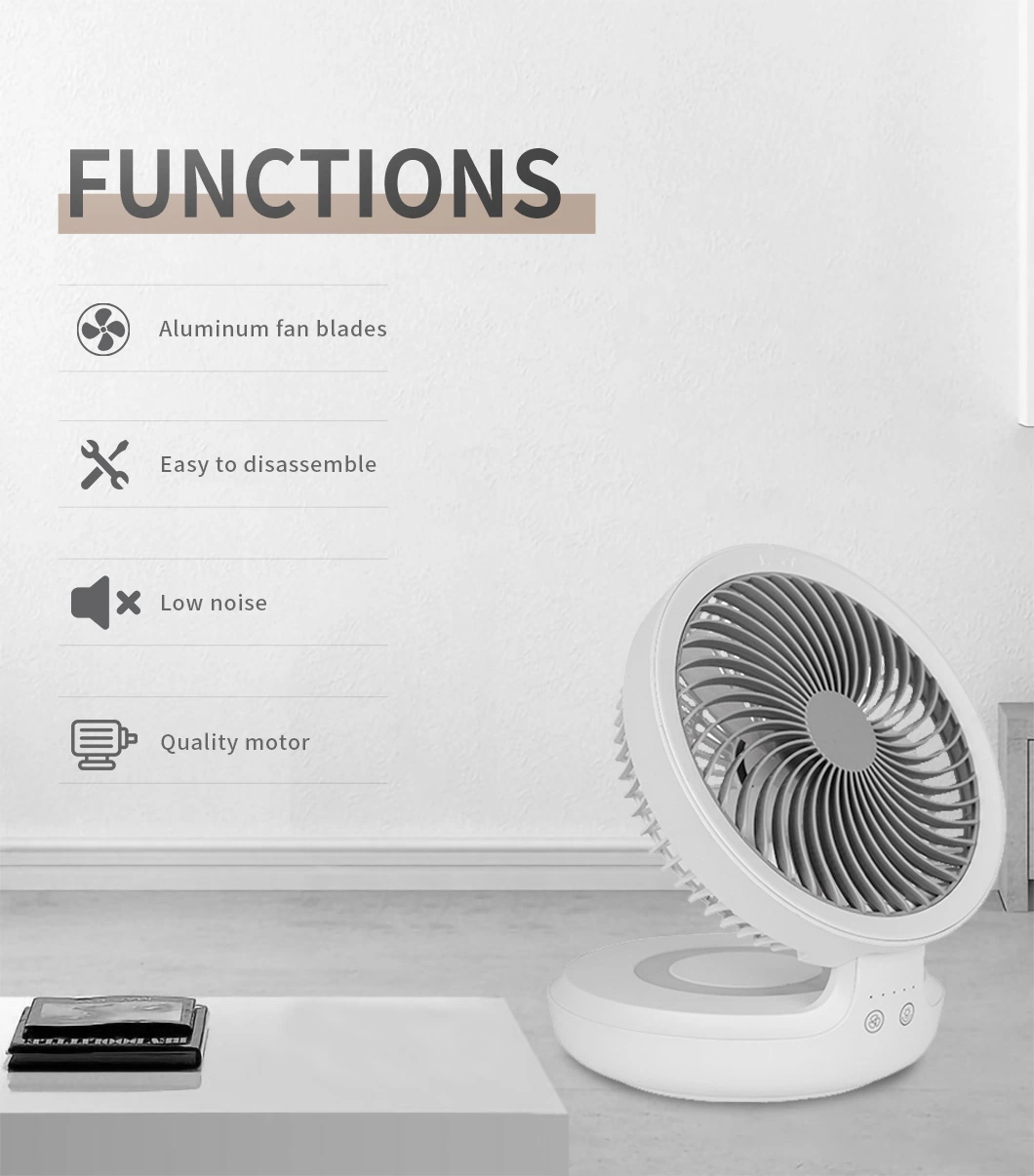 Portable Handheld USB Fan Foldable Clip Hand Mini Fan Build in 4000mAh Battery Mini Table Desk Fan