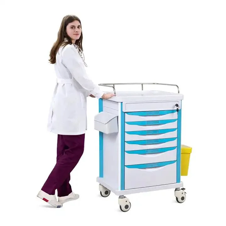 Multi-Function ABS Plastic Hospital Medical Trolley Medicine Emergency Trolley Cart